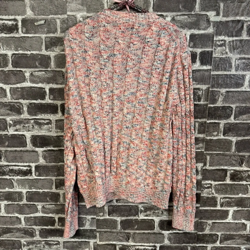 J. Crew cable knit pullover sweater red white blue